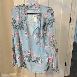 Anthropologie Light Blue Floral Blouse